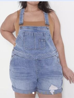 Lane Bryant Light Blue Denim Distressed Overalls